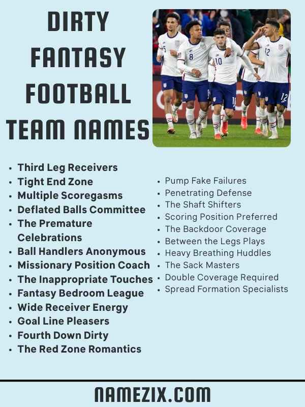 Dirty Fantasy Football Team Names