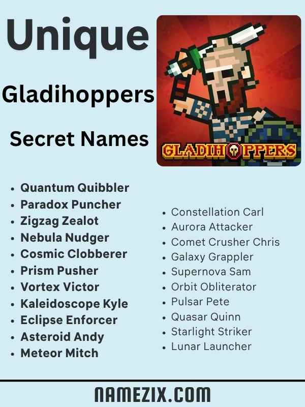 Unique Gladihoppers Secret Names