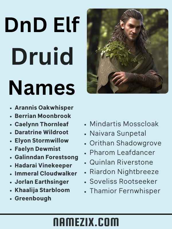 DnD Elf Druid Names