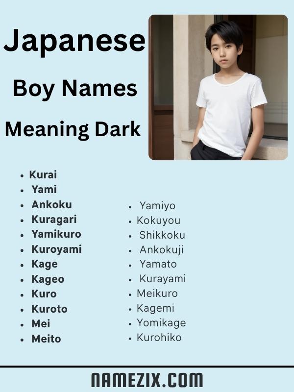 Japanese Boy Names Meaning Dark